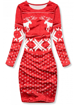 Czerwona aksamitna sukienka świąteczna