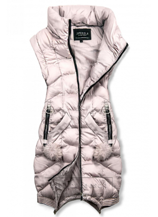 Różowa wydłużona kurtka zimowa/kamizelka