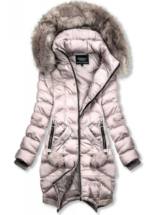 Różowa wydłużona kurtka zimowa/kamizelka