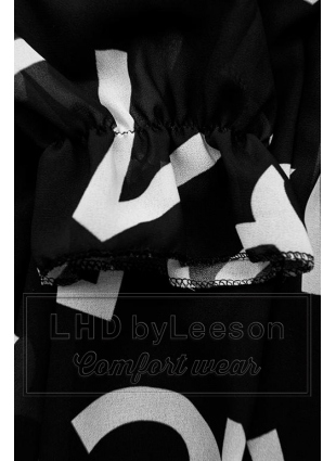 Czarna midi sukienka z nadrukiem w motywie liter