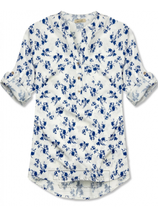 Biało-niebieska bluzka z kwiecistym wzorem