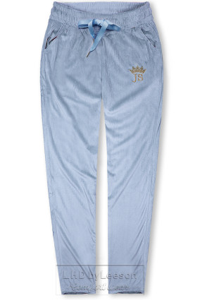 Jasnoniebieskie aksamitne spodnie dresowe