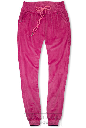 Różowe spodnie z troczkami w pasie