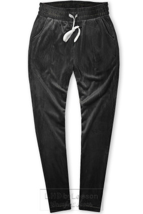 Czarne spodnie codzienne ze sztruksowym wzorem