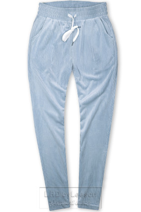 Jasnoniebieskie spodnie codzienne ze sztruksowym wzorem