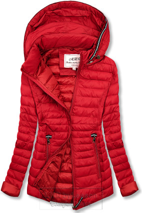 Czerwona pikowana kurtka na sezon przejściowy