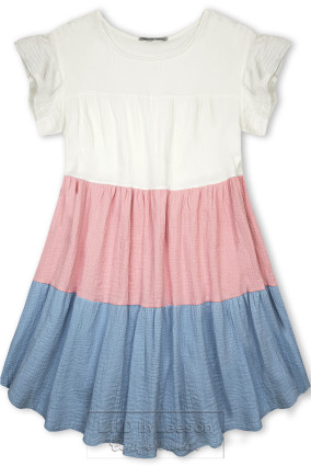 Bawełniana sukienka biała/różowa/niebieska