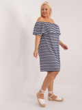 Granatowo-biała sukienka plus size