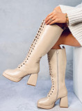 Kozaki sznurowane na szerokim obcasie WEDNESDAY BEIGE