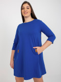 Kobaltowa mini sukienka plus size z kieszeniami Dalen