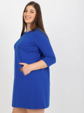 Kobaltowa mini sukienka plus size z kieszeniami Dalen