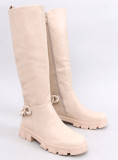 Oficerki damskie z łańcuszkiem BEIGE