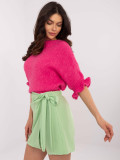 Fluo różowy sweter z 3/4 rękawem
