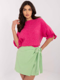 Fluo różowy sweter z 3/4 rękawem