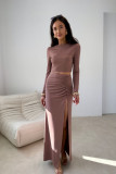 Spódnica maxi w odcieniu cappuccino