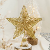 Złota dekoracja na choinkę, gwiazda LED