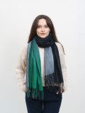 Dwustronny kolorowy szal damski GREEN/BLUE