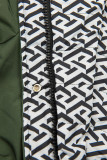 Przejściowa wzorzysta dwustronna parka khaki