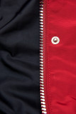Czerwono/granatowa basic wiosenna parka z kapturem