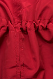 Czerwono/granatowa basic wiosenna parka z kapturem