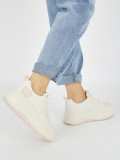 Damskie kremowe sneakersy na grubej podeszwie