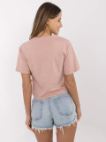 RUE PARIS Różowe t-shirt z printem