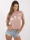 RUE PARIS Różowe t-shirt z printem