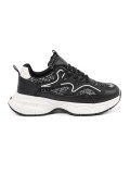 Czarne sneakersy damskie z ozdobnymi wstawkami