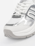 Białe damskie sneakersy ze srebrnymi wstawkami