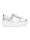 Biało-srebrne sneakersy z połyskującymi detalami