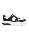 Stylowe czarno-białe sneakersy z grubą podeszwą