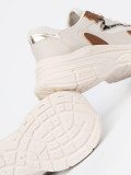Beżowe sneakersy damskie na grubej podeszwie