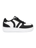 Stylowe czarno-białe sneakersy z brokatowymi wstawkami