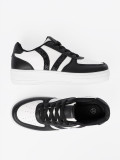 Stylowe czarno-białe sneakersy z brokatowymi wstawkami