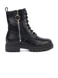 Stylowe czarne workery z metalowym detalem