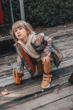 Trekkingowe buty z ekoskóry na rzepy, żółte