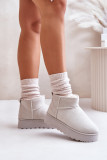 Szare ocieplane śniegowce na platformie z zamszową cholewką