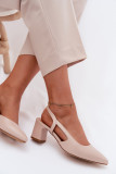 Sandały na słupku z eko skóry różowe