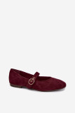 Bordowe baleriny Mary Jane z ekozamszu