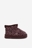 Śniegowce z panterką, brązowe, z eko zamszu