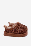 Brązowe śniegowce z haftem w panterkę