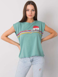 Jasnozielony damski t-shirt z nadrukiem