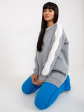 Szaro-biała basic dresowa bluza bez kaptura RUE PARIS