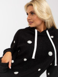 Czarna futrzana bluza w grochy z kapturem