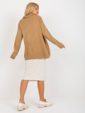 Camelowy damski oversize sweter z kołnierzykiem RUE PARIS