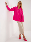 Fluo różowy damski oversize sweter z kołnierzykiem RUE PARIS