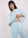 Jasnoniebieski komplet casualowy z bluzką oversize