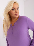 Fioletowy sweter plus size z guzikami przy dekolcie
