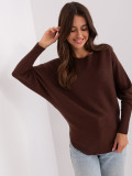 Ciemnobrązowy oversize sweter z wiskozą