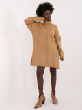 Stylowa brązowa mini sukienka z długim rękawem